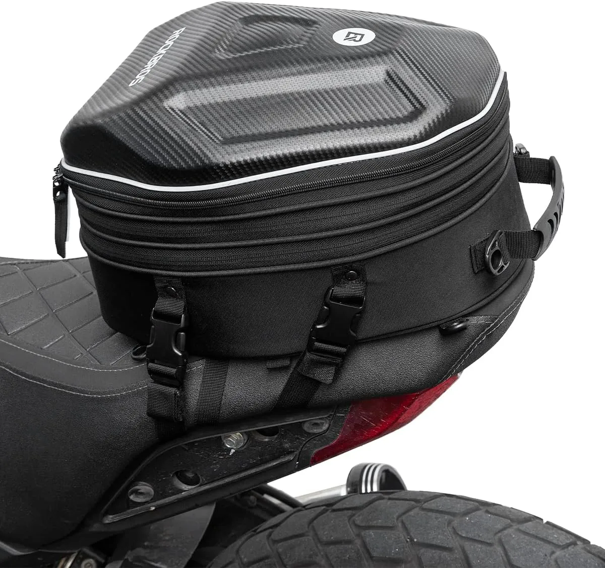 ROCKBROS EVA Hard Shell Motorcycle Tail Bag Waterproof Motorcycle Seat Bag Expandable Helmet Bag 35L Luggage Bag