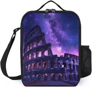 Rome Italy Famous Ancient Landmark Insulated Lunch Bag Reusable Lunch Box Tote Bag Container with Adjustable Shoulder Strap
