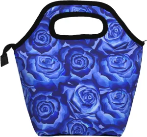 Rose flower bloom beautiful blue Insulated Lunch box Food Bag Handbag lunchbox Cooler warm Pouch Tote bag