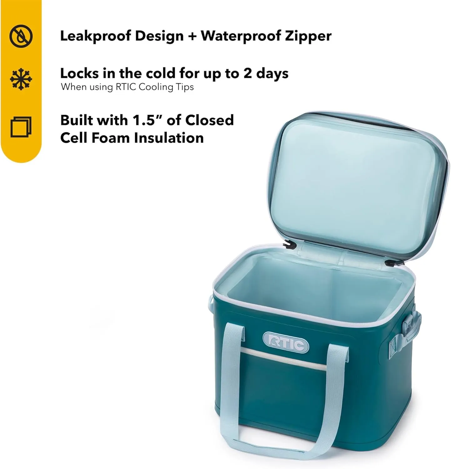 RTIC Ultra-Tough Soft Cooler 30 Can, Insulated Bag Portable Ice Chest Box for Lunch, Beach, Drink, Beverage, Travel, Camping, Picnic, Car, Trips, Floating Cooler Leak-Proof with Zipper