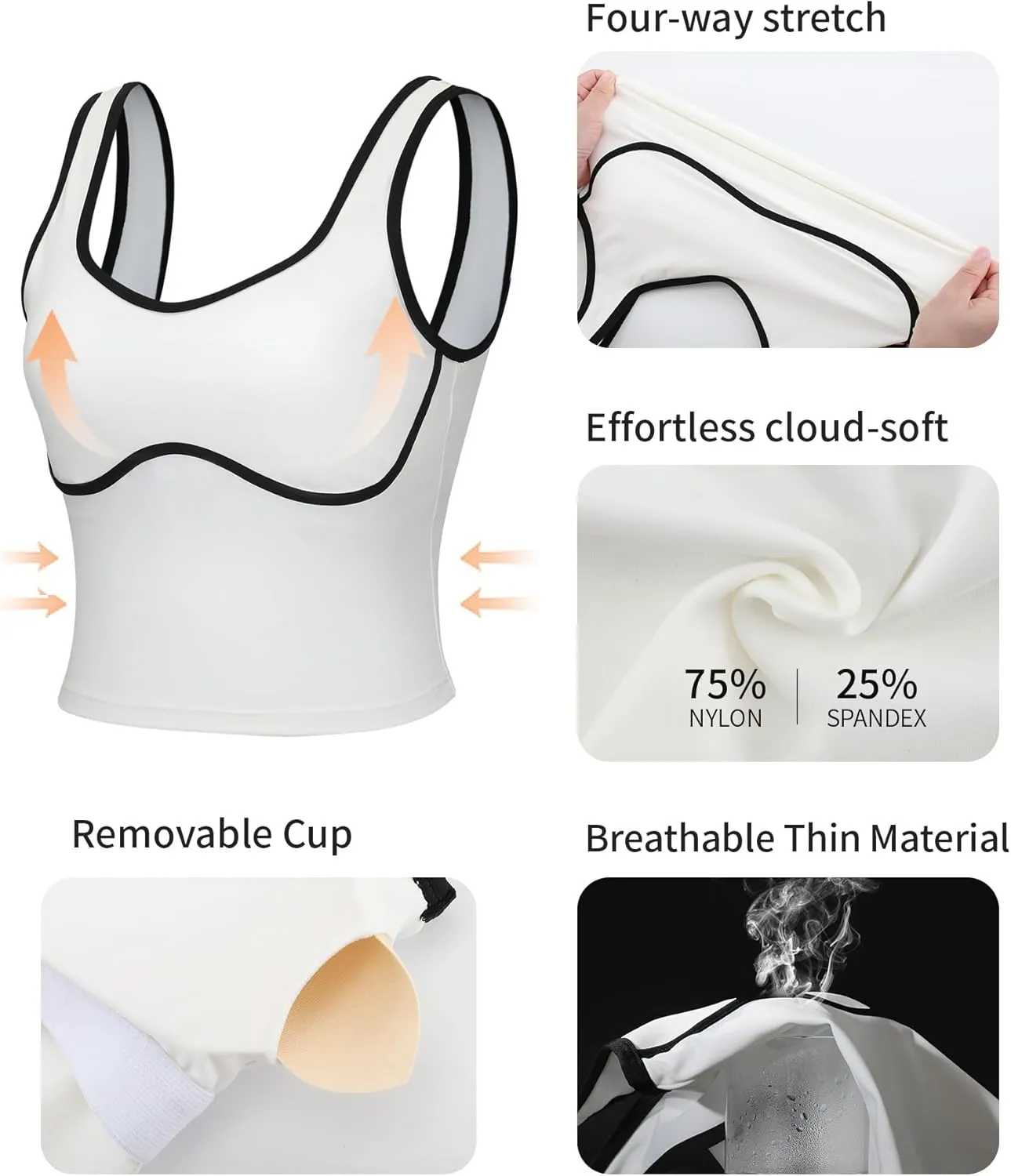 RUNNING GIRL Sports Bras for Women,Longline Workout Crop Tank Tops Padded with Built in Shelf Padded Sports Bra