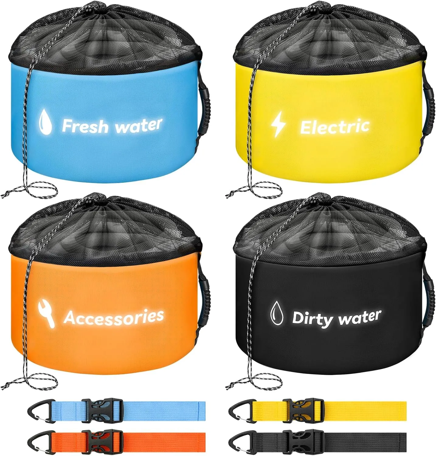 RV Hose Storage Bag, 4 Pack Heavy Duty Waterproof Camper Storage Bags for Sewer Hose, Fresh/Black Water Hoses, Electrical Cords & RV Accessories