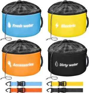 RV Hose Storage Bag, 4 Pack Heavy Duty Waterproof Camper Storage Bags for Sewer Hose, Fresh/Black Water Hoses, Electrical Cords & RV Accessories