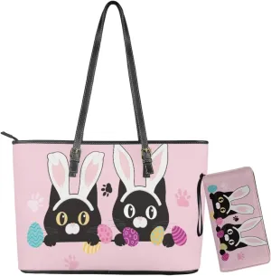 Saddle Purses for Women Easter Day Shoulder Bags Zipper Wallet 2 Pcs