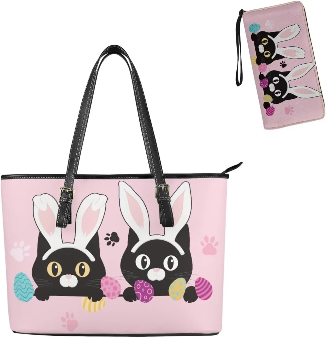 Saddle Purses for Women Easter Day Shoulder Bags Zipper Wallet 2 Pcs