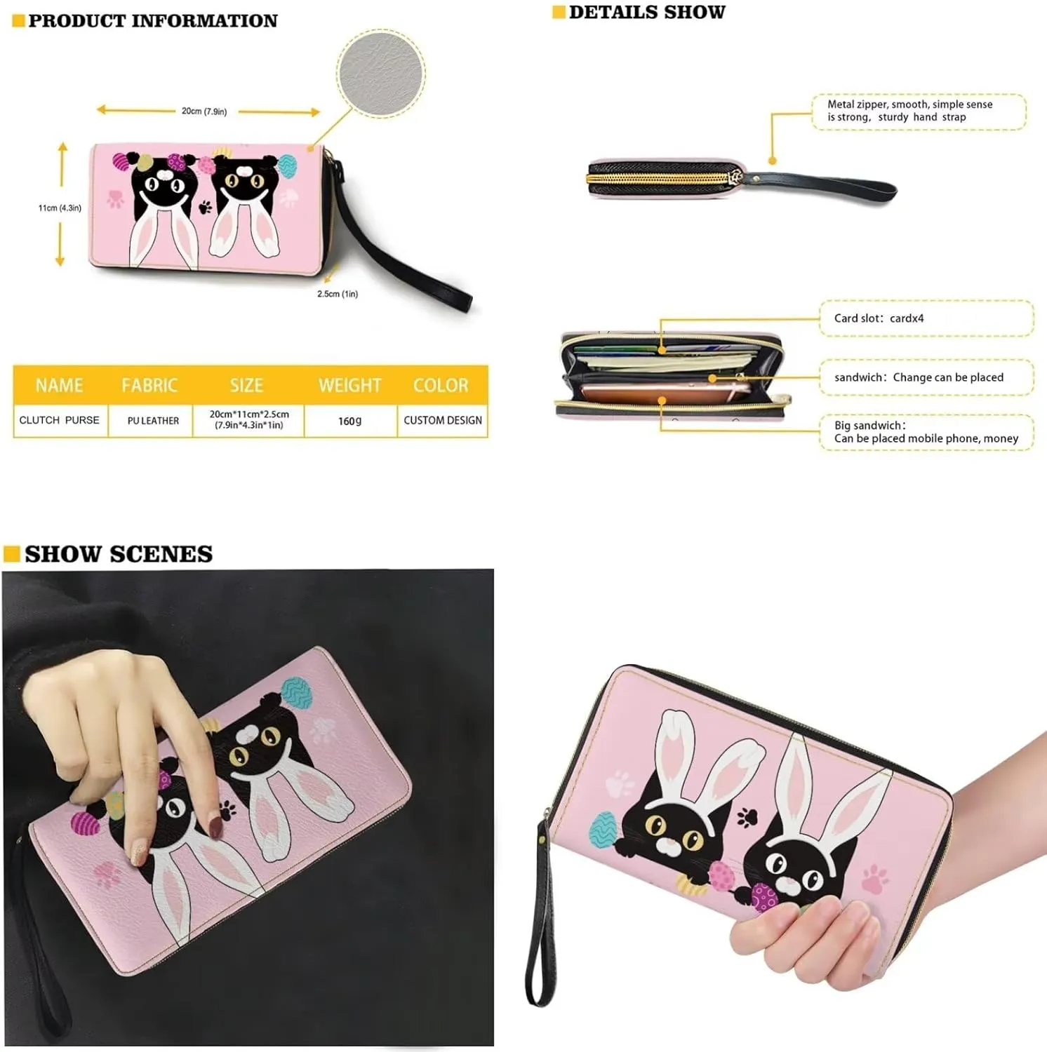Saddle Purses for Women Easter Day Shoulder Bags Zipper Wallet 2 Pcs