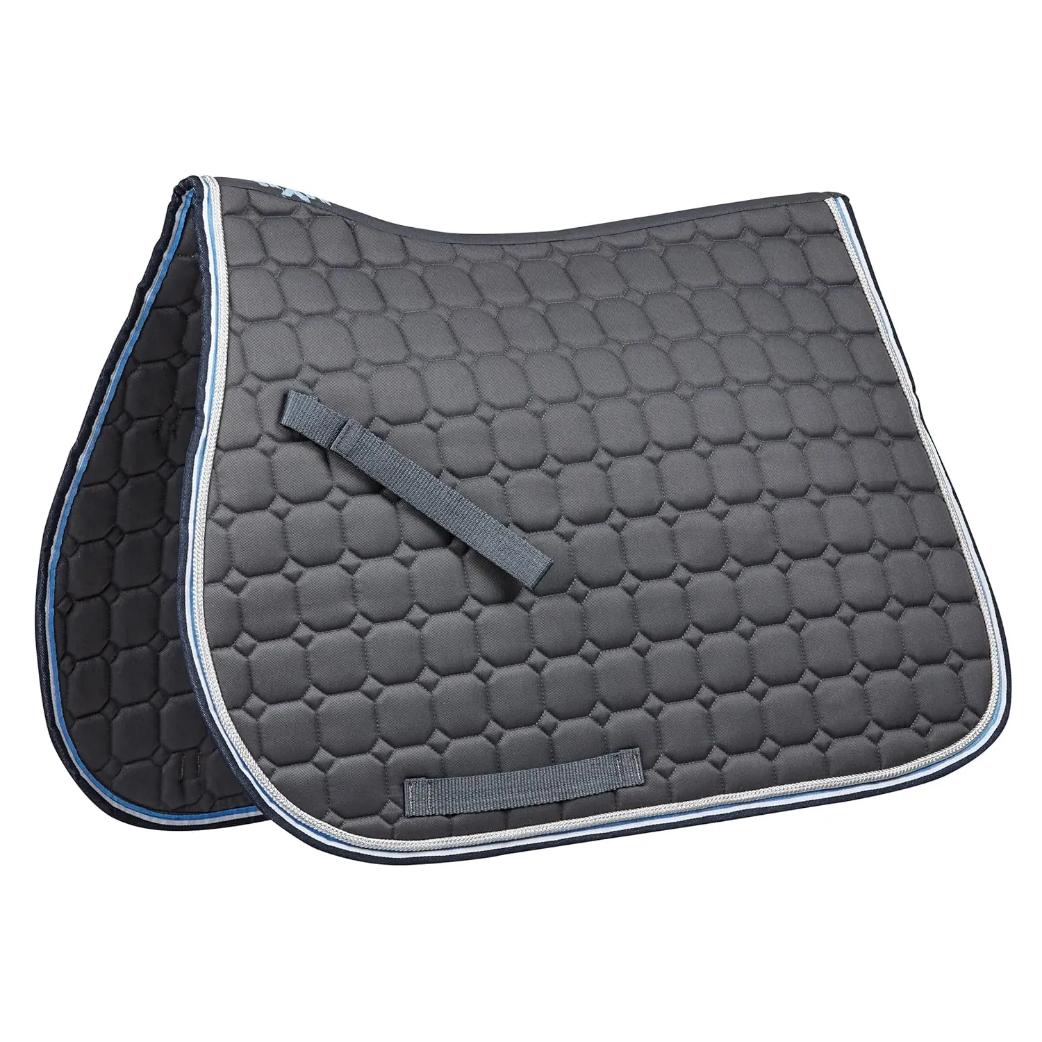Saxon Coordinate Quilted All Purpose Saddle Pad, Grey/Blue/White, Full