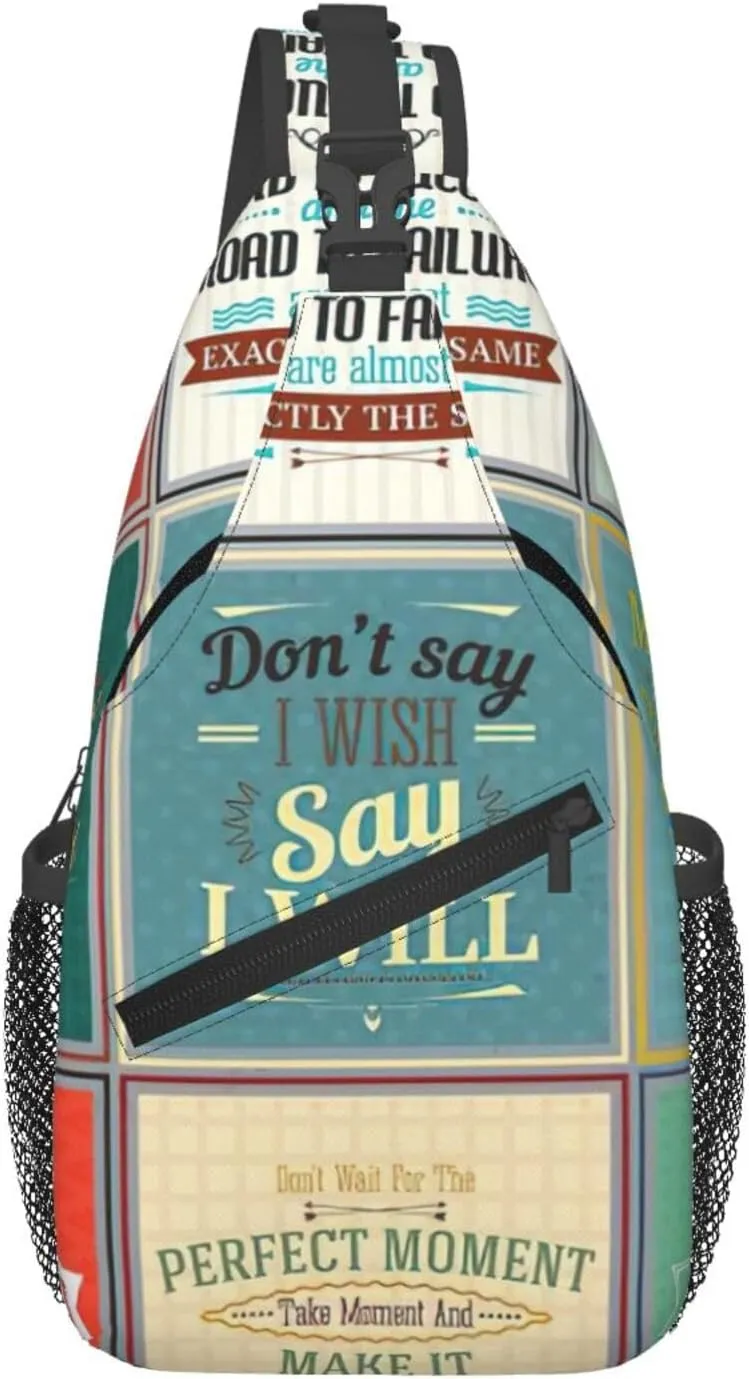 Sayings print Crossbody bag, stylish unisex outdoor bag, multi-functional fashion accessories
