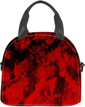 Scary Black abstract Aesthetic Black and red grunge Scary red black Insulated Adult Lunch Bag with Shoulder Strap for Women Lightweight Reusable Portable Freezable Lunch Tote Bag for Work Picnic