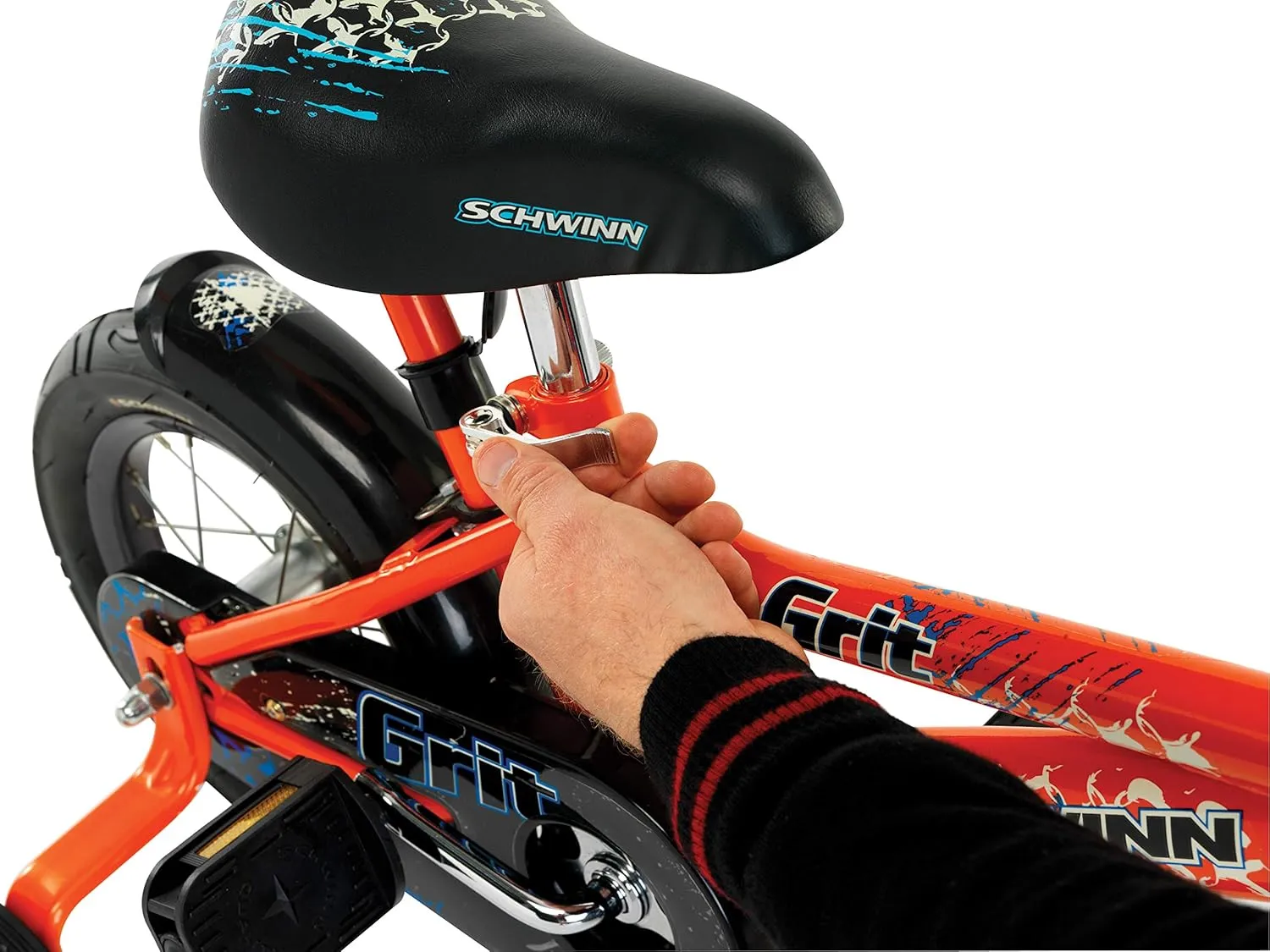 Schwinn Grit and Petunia Push Steer and Ride Kids Bike, For Boys & Girls Ages 2-4 Year Old, Rider Height 28-38 Inch, 12-Inch Wheels, Training Wheels, Detachable Push Handle with Water Bottle & Holder