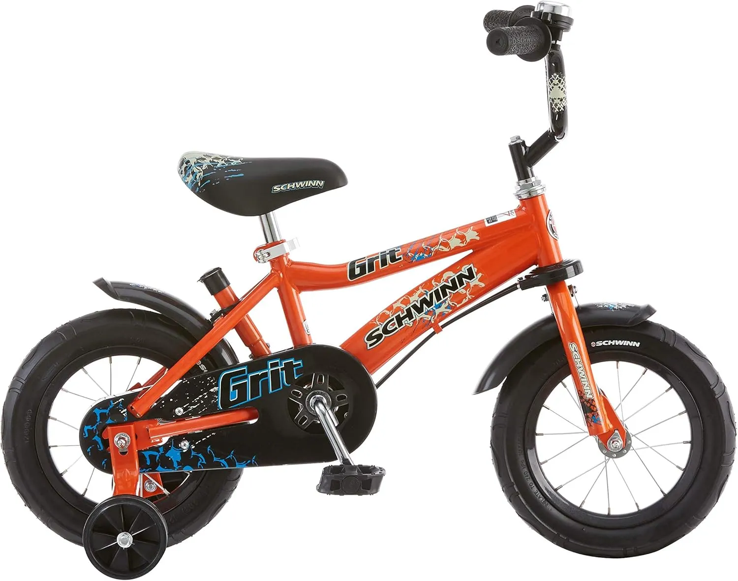 Schwinn Grit and Petunia Push Steer and Ride Kids Bike, For Boys & Girls Ages 2-4 Year Old, Rider Height 28-38 Inch, 12-Inch Wheels, Training Wheels, Detachable Push Handle with Water Bottle & Holder