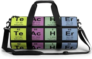 Science Teacher Chemical Elements Small Gym Bag for Men Women Swim Dance Travel Tote Duffle Bags with Shoulder Strap