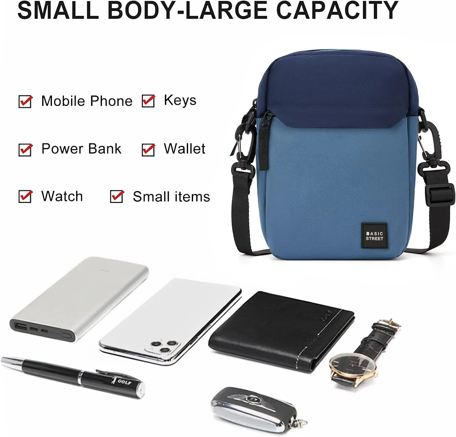 SEAFEW Mini Crossbody Bag Shoulder Bag for Men, Small Messenger Satchel Bag for Women