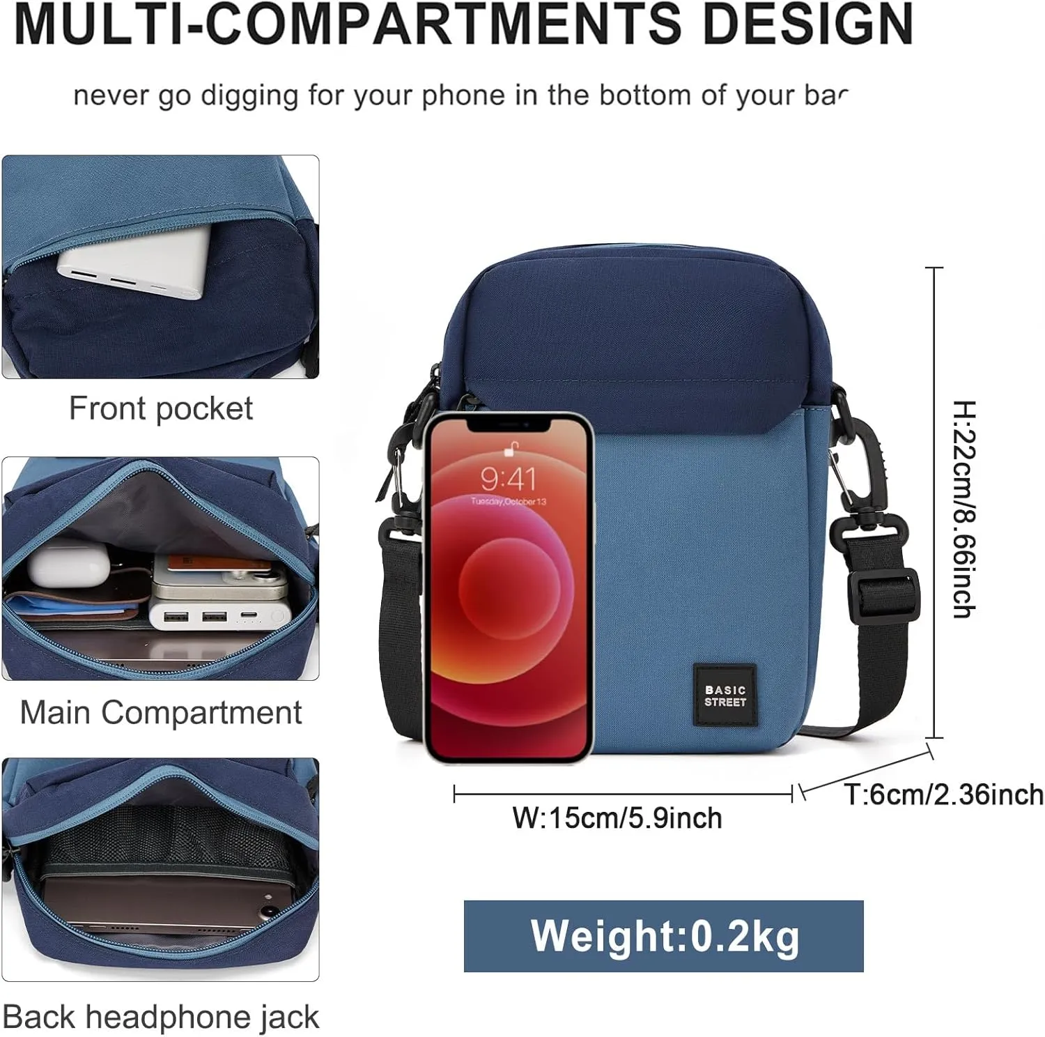 SEAFEW Mini Crossbody Bag Shoulder Bag for Men, Small Messenger Satchel Bag for Women