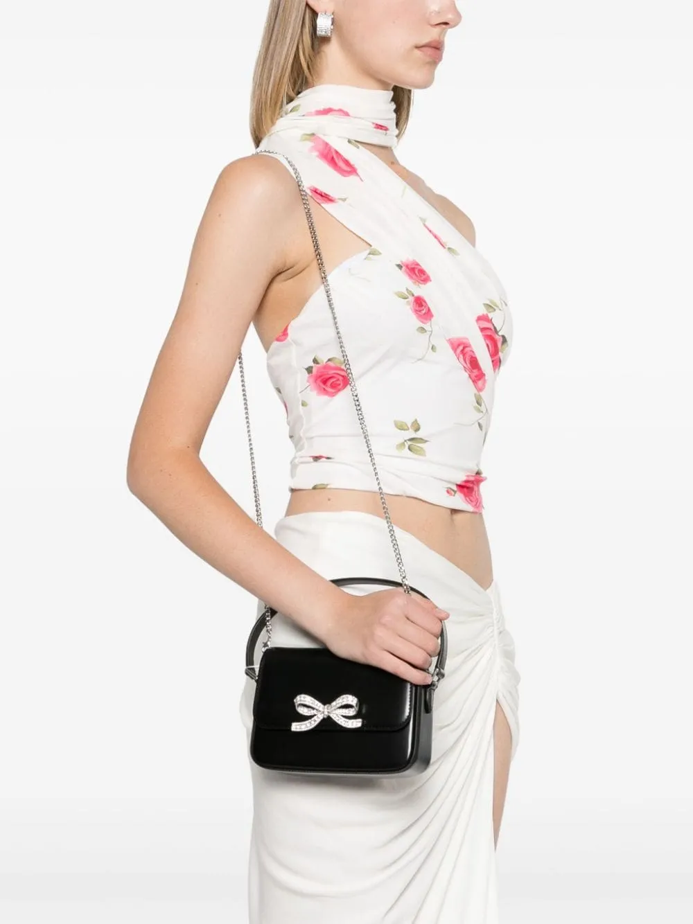 Self Portrait Baguette Micro Leather Shoulder Bag