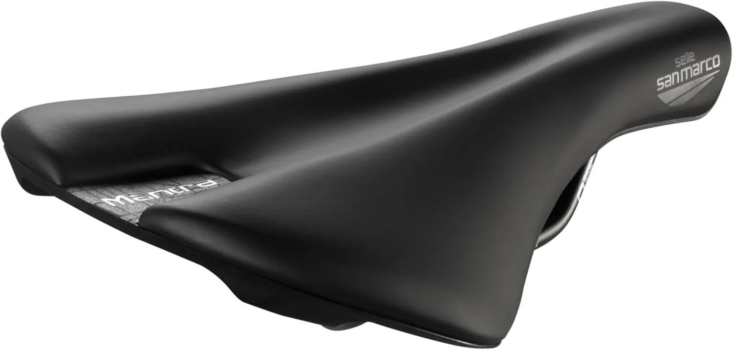 Selle San Marco Mantra Manganese Off-Road Bicycle Saddle, Gravel, Trail, Cross Country, Open Shell with Protective Cover, Flat Shape, Manganese Frame – Black, Size L2