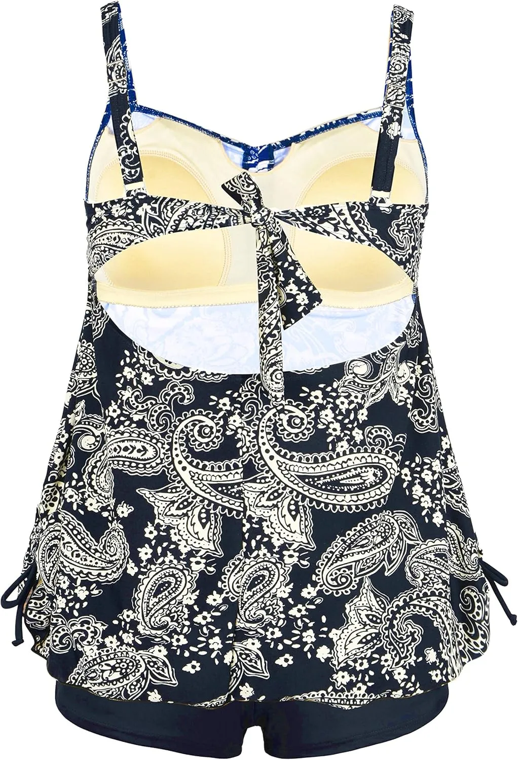 Septangle Women Plus Size Bathing Suits Paisley Print Two Piece Swimsuit Tankini Swimwear