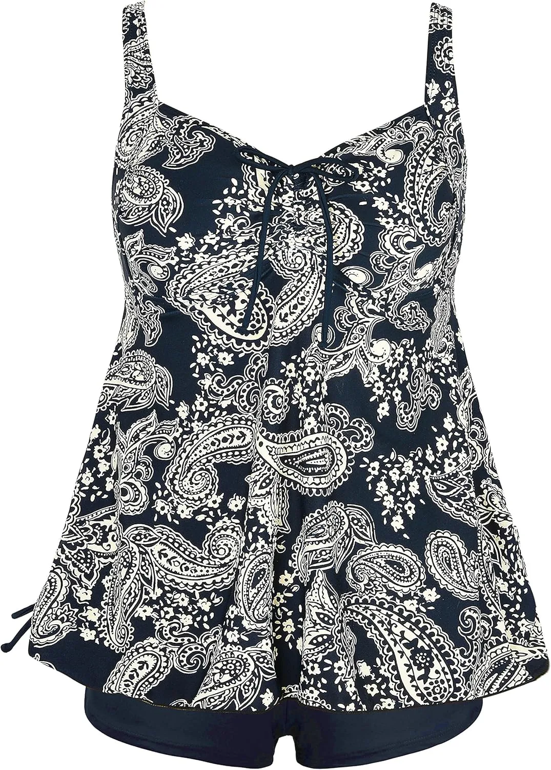 Septangle Women Plus Size Bathing Suits Paisley Print Two Piece Swimsuit Tankini Swimwear