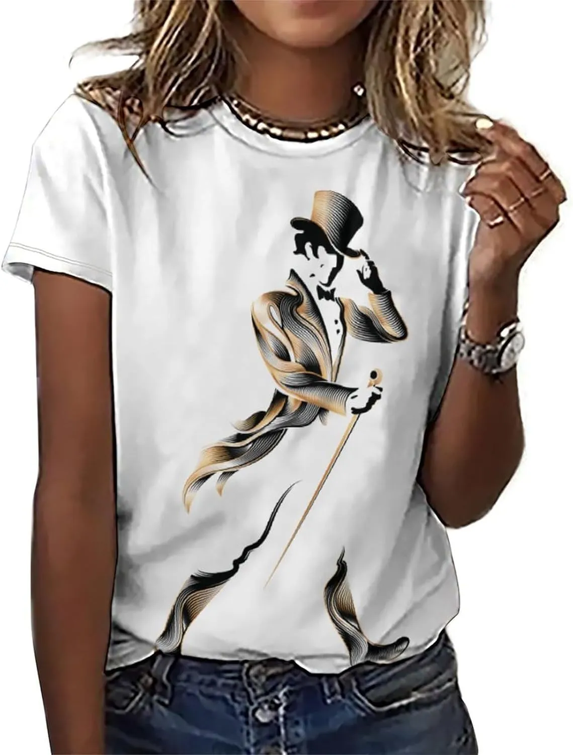 Shirt Women's Short Sleeve Graphic 3D Print Vintage Summer Casual Workout T Shirt
