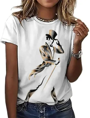 Shirt Women's Short Sleeve Graphic 3D Print Vintage Summer Casual Workout T Shirt