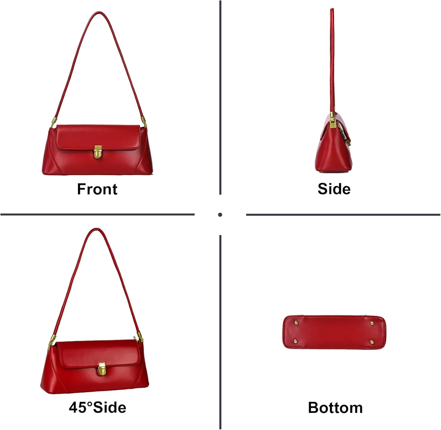 Shoulder Bag for Women Vintage Purse Leather Handbags Small Tote Bags with Buckle Closure