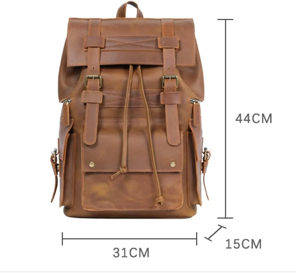 Shoulder Bag Men Retro Large Backpack Leather Travel Bag Leisure Bag
