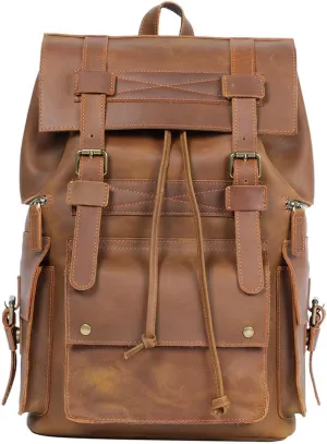 Shoulder Bag Men Retro Large Backpack Leather Travel Bag Leisure Bag