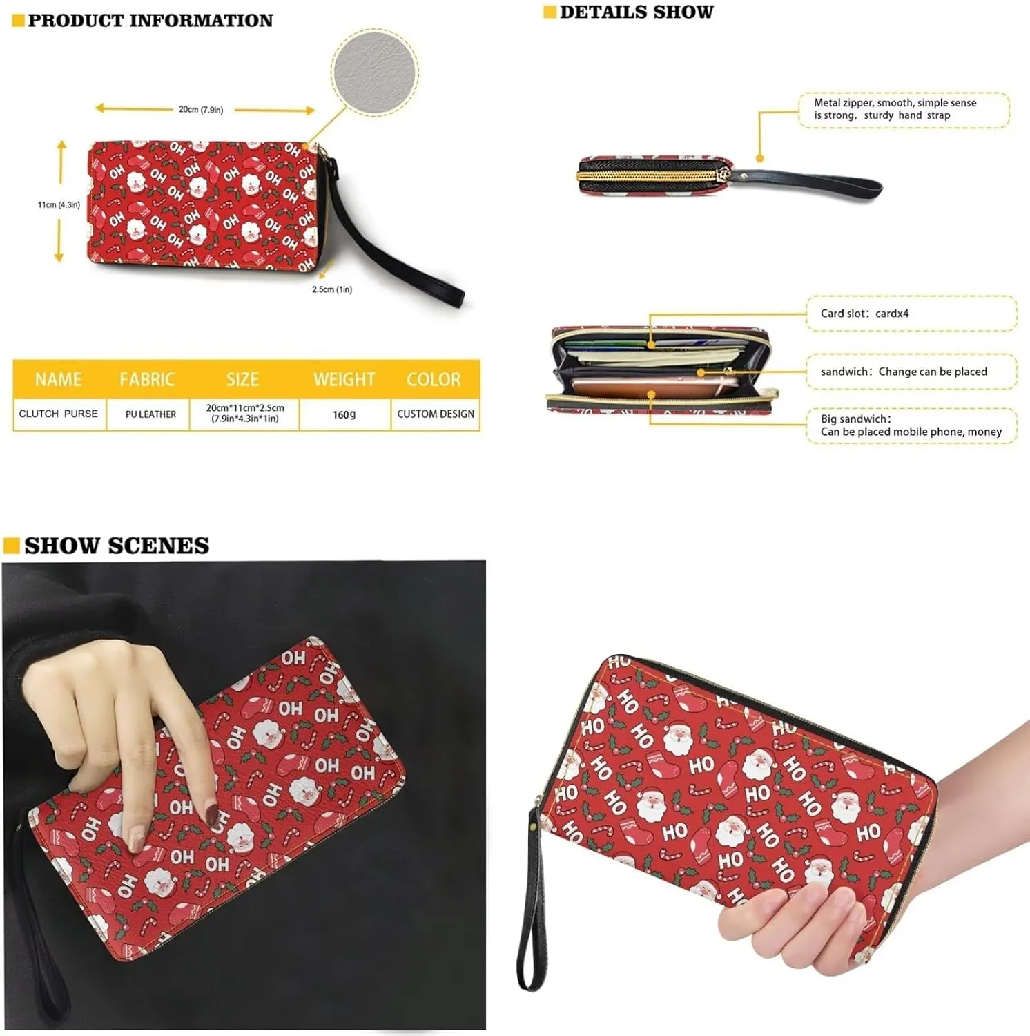 Shoulder Bag Set of 2 Christmas Purse for Women Small Wrist Strap Wallet