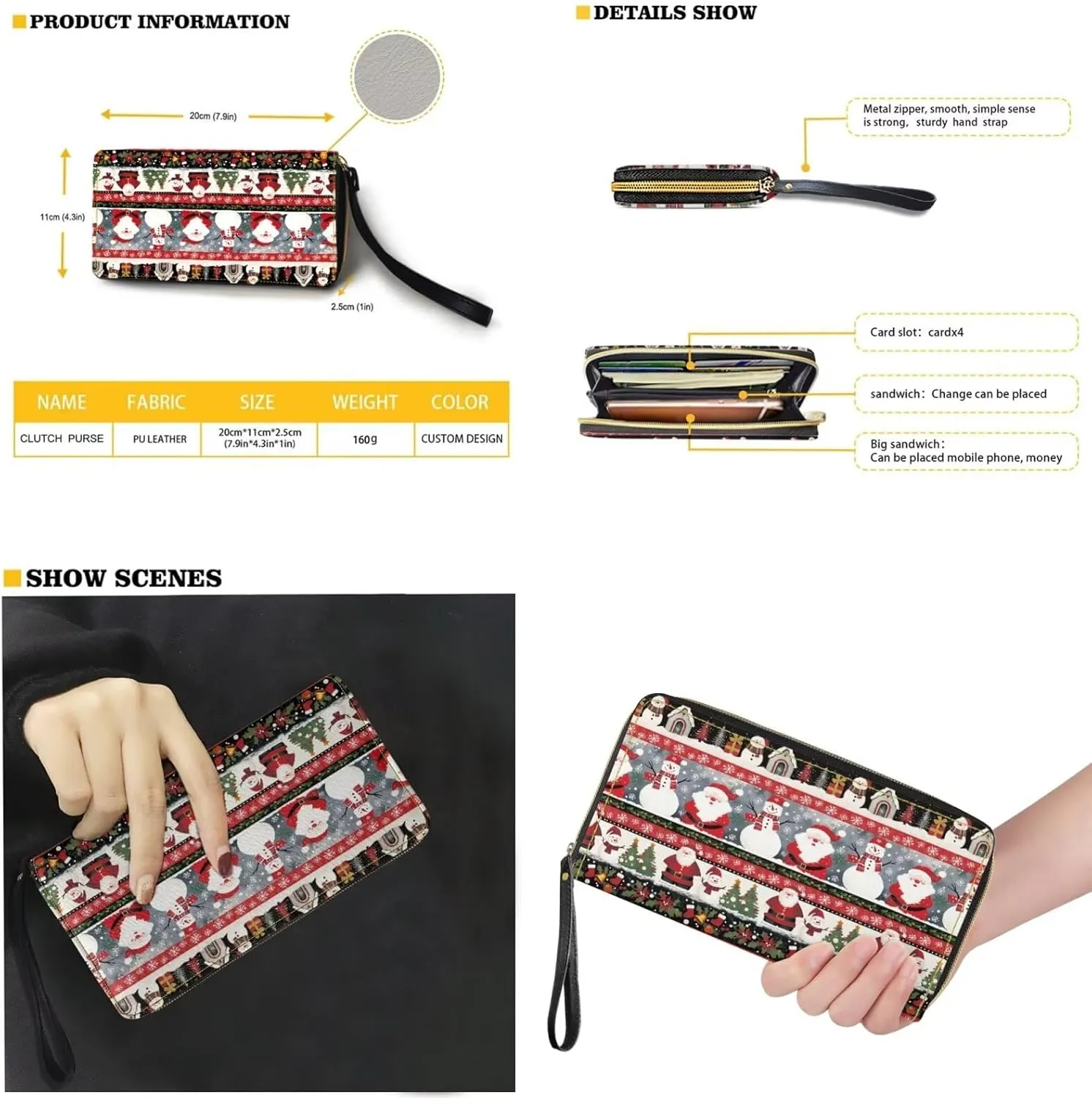 Shoulder Bag Set of 2 Christmas Purse for Women Small Wrist Strap Wallet