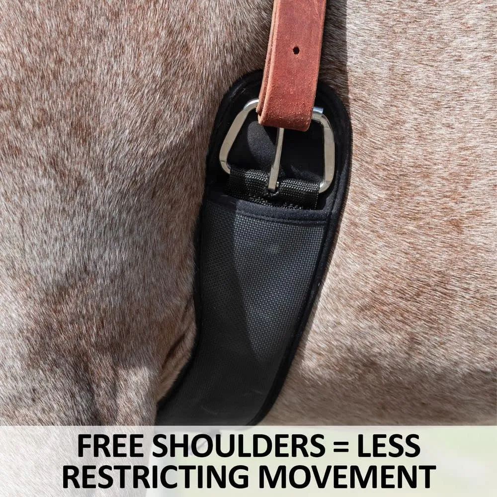 Shoulder Ease Neoprene Cinch | Optimizes Horse Movement | Eliminates Pinching | Non-Slip Neoprene | Stainless Steel Roller Buckles | Training D-Rings