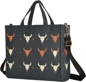 Shoulder Handbags for Women Bison Skull Pattern Print, Corduroy Tote Bag Large Capacity Small Size