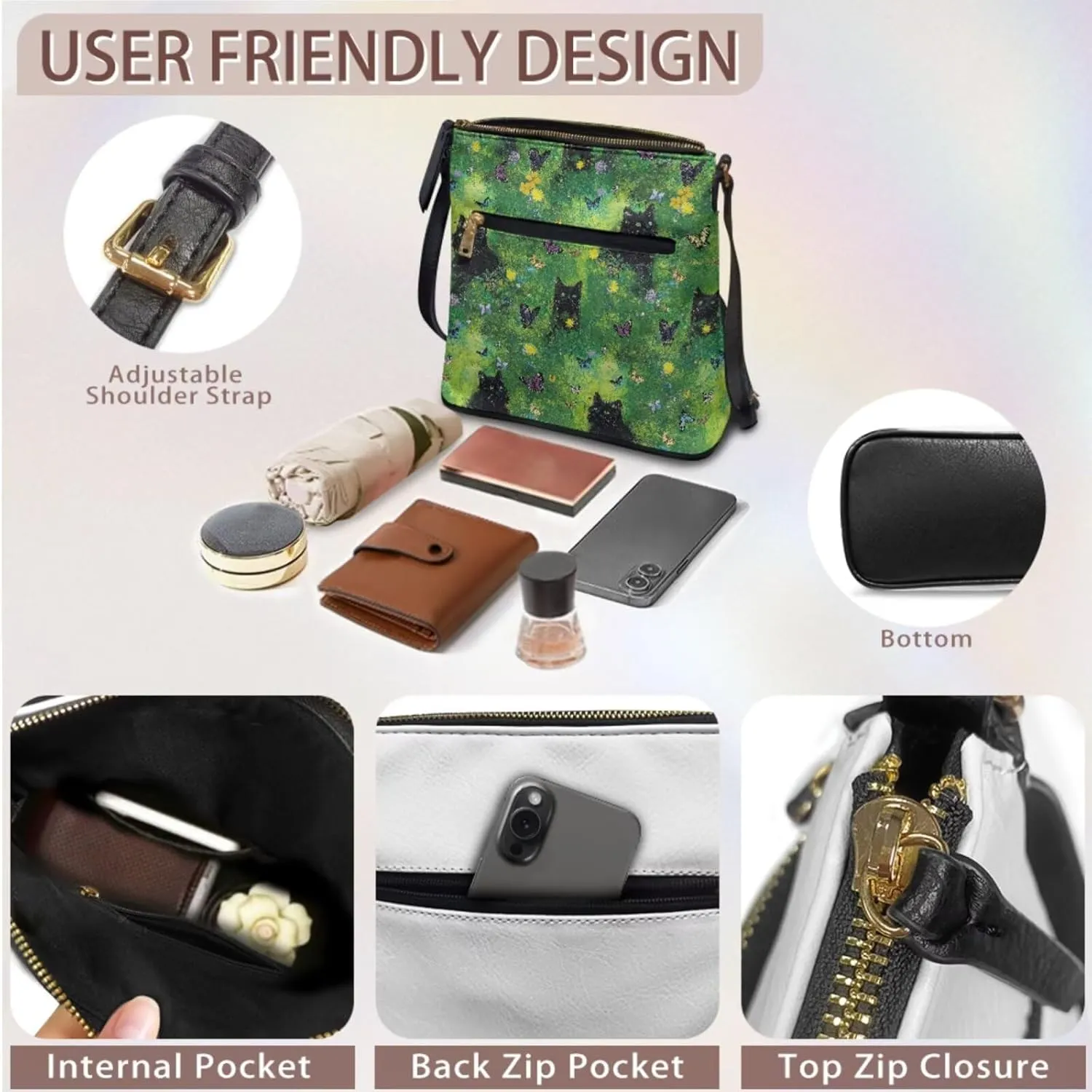 Shoulder Wallet 2Pcs, Leather Shoulder Bags with Belt Wallet Set of 2 Lightweight & Portable for Travel & Shopping