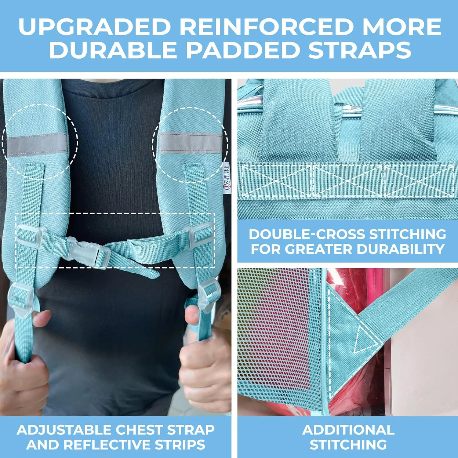 SHYLERO Clear Backpack Heavy Duty has TSA Lock, 2-WAY Zipper. PVC Transparent Backpack Is Extra Large - H18''xW14''xD8 - Turquoise