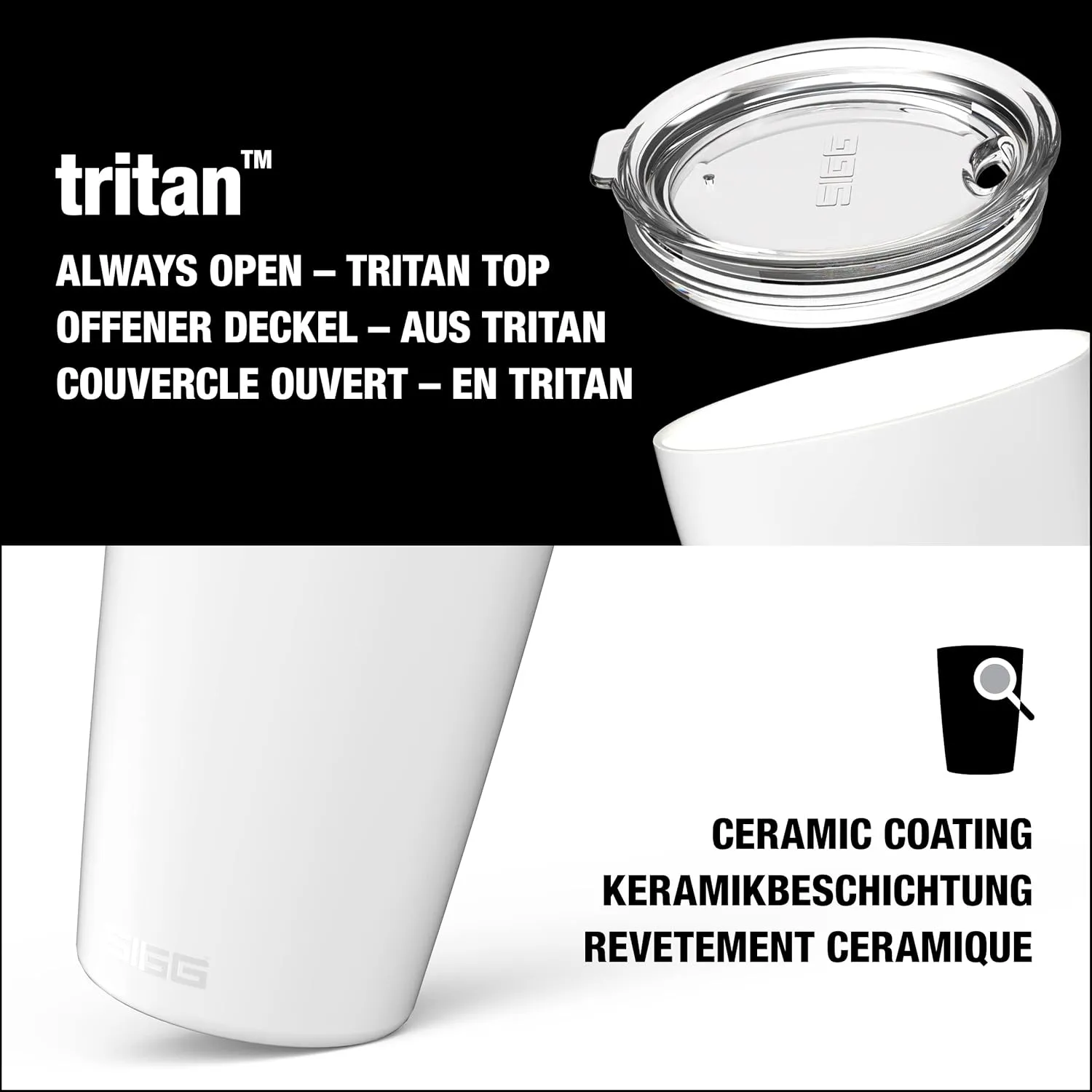 SIGG - Neso Pure Cream Travel Mug - With Tritan Lid - Dishwasher Safe - 18/8 Stainless Steel - 10/14 Oz