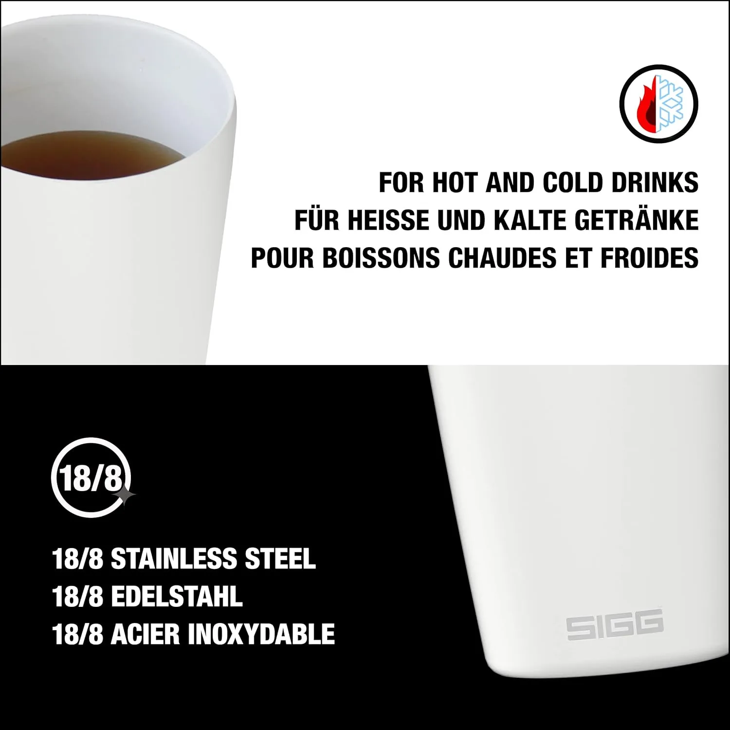 SIGG - Neso Pure Cream Travel Mug - With Tritan Lid - Dishwasher Safe - 18/8 Stainless Steel - 10/14 Oz