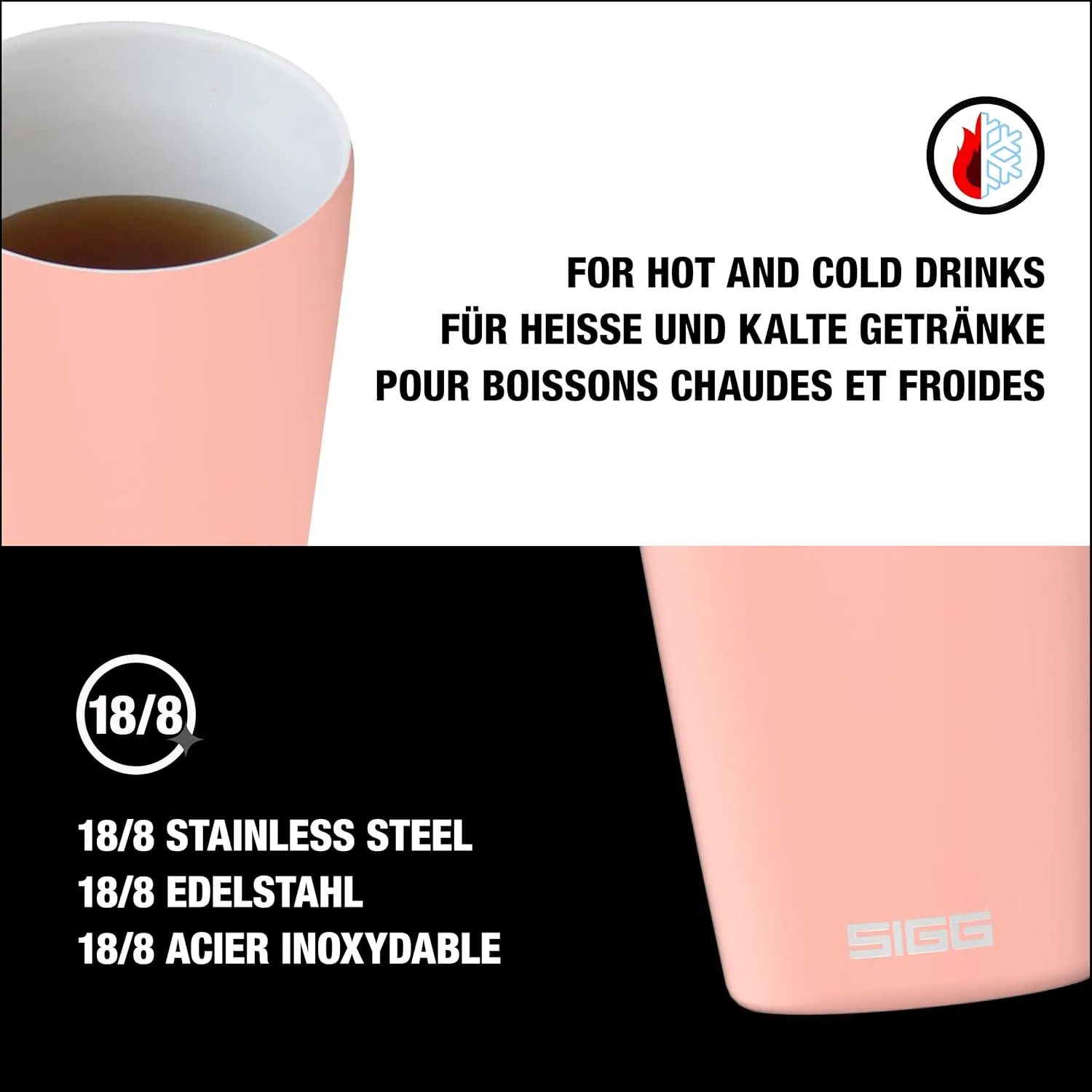 SIGG - Neso Pure Cream Travel Mug - With Tritan Lid - Dishwasher Safe - 18/8 Stainless Steel - 10/14 Oz