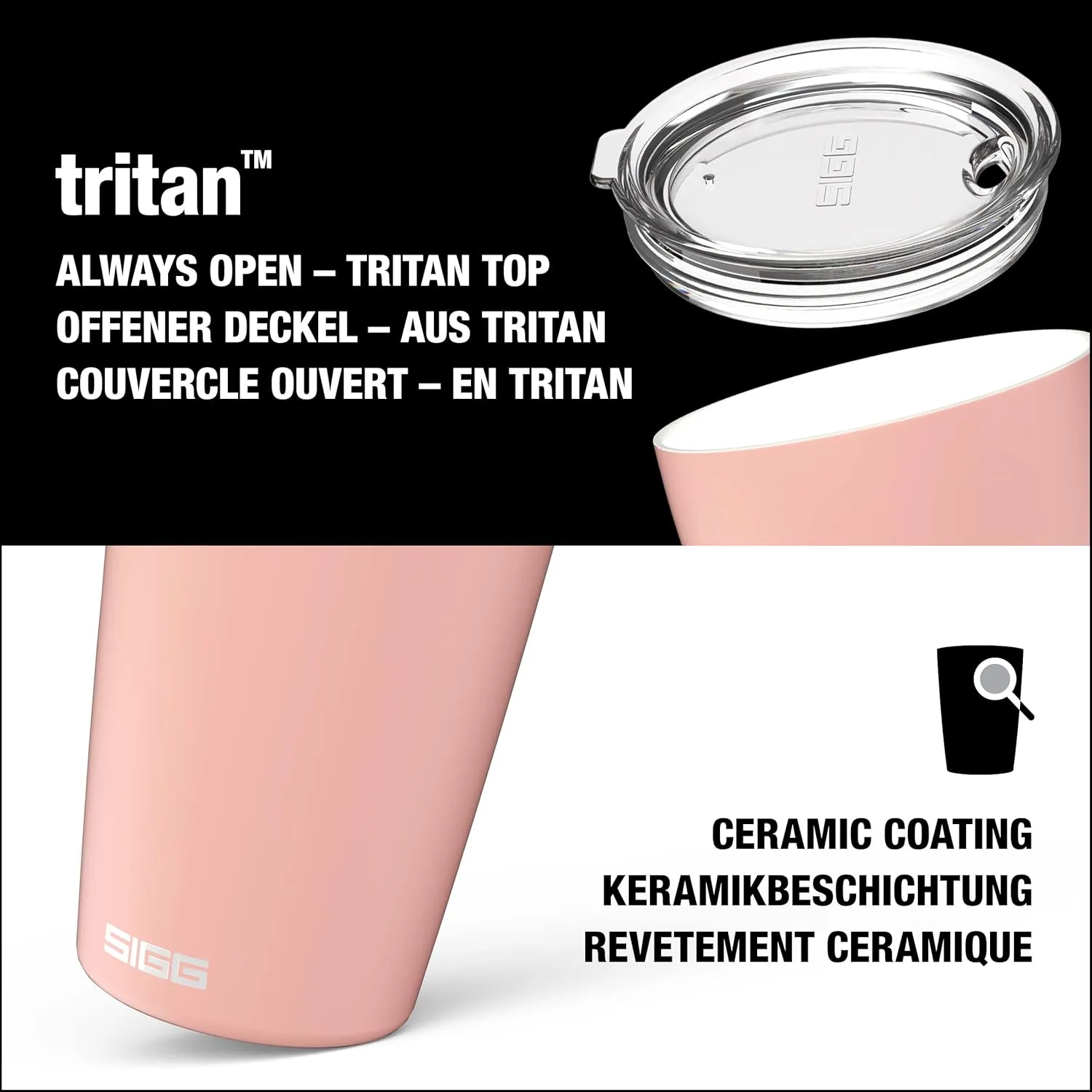 SIGG - Neso Pure Cream Travel Mug - With Tritan Lid - Dishwasher Safe - 18/8 Stainless Steel - 10/14 Oz
