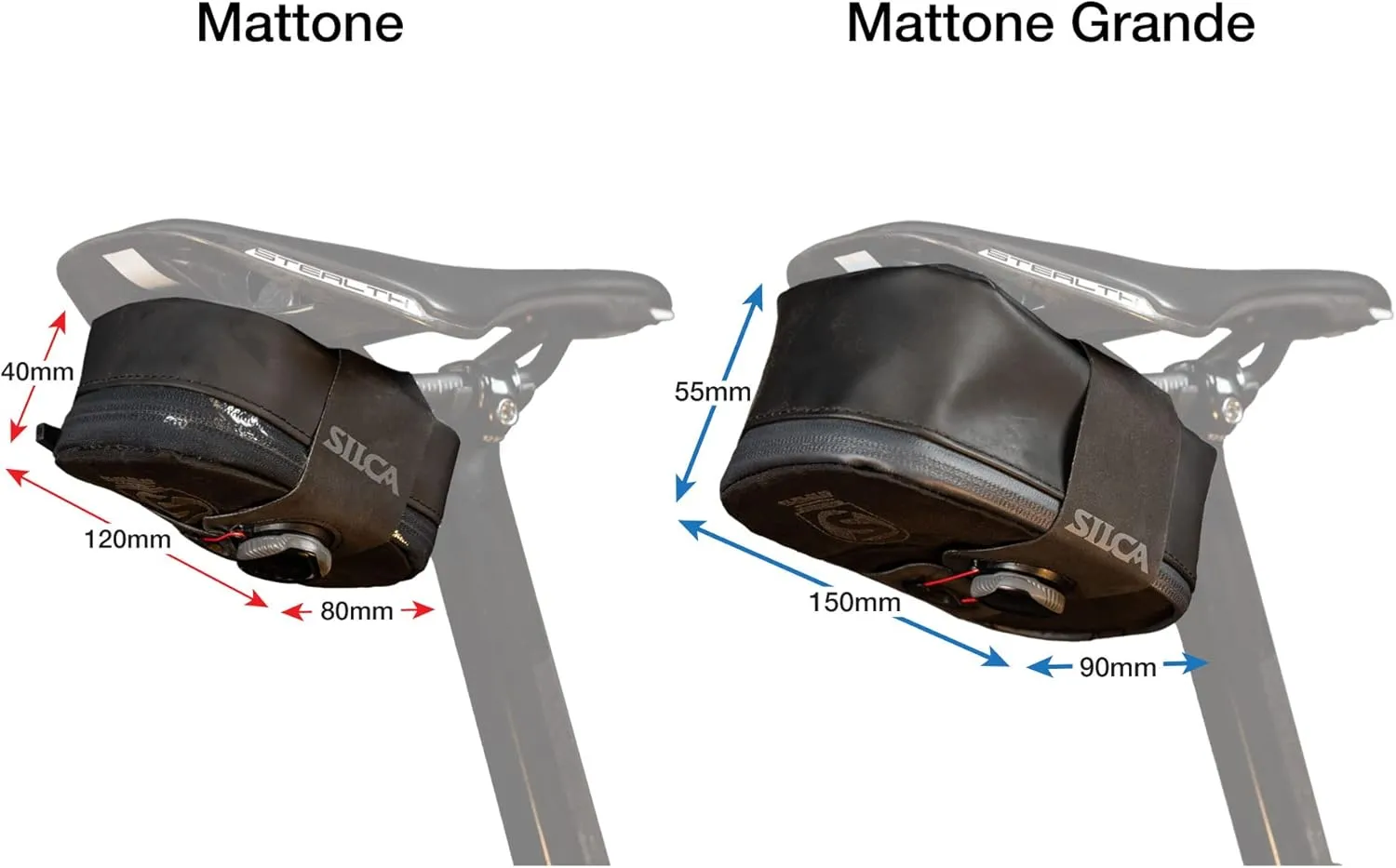 SILCA Mattone Under Seat Bag for Bicylces with Zipper and Waterproof zipper and BOA mounting system (Small, Black)