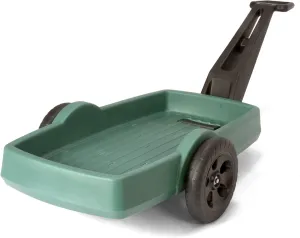 Simplay3 Yard and Garden Outdoor Cart - Long Handle Easy Turn 2 Wheel Heavy Duty Plastic Pull Cart for The Backyard 42 in. x 20 in. x 4 in. Bed, Green