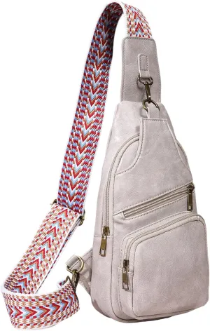 Sling Bag for Men Women Multi Pocket Crossbody Purses Soft Leather Shoulder Handbags Mens Everyday Bag
