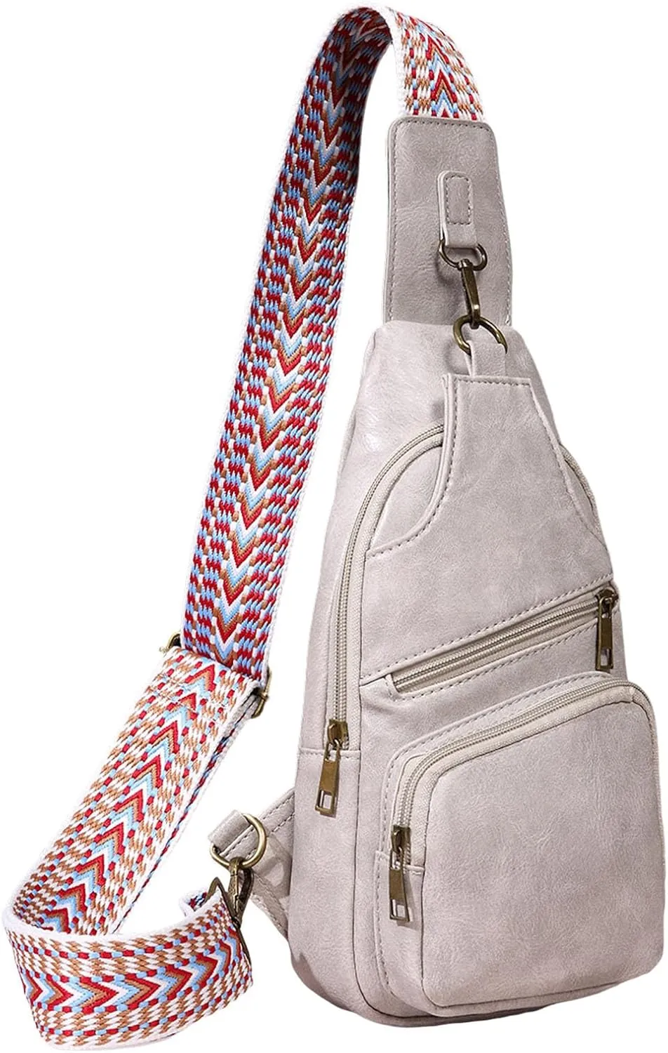 Sling Bag for Men Women Multi Pocket Crossbody Purses Soft Leather Shoulder Handbags Mens Everyday Bag