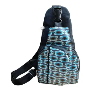 Sling Crossbody Backpack ~ Blue Aztec