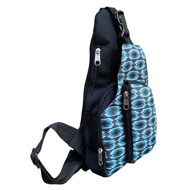 Sling Crossbody Backpack ~ Blue Aztec