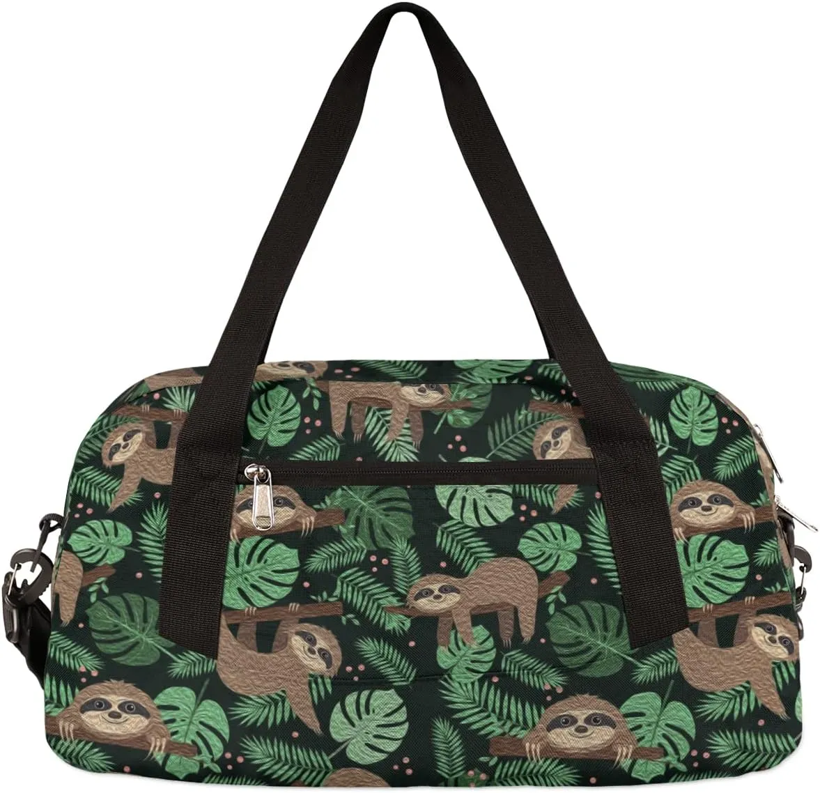 Sloth Tropical Leaves Kids Duffel Bag for Girls Boys Teens, Sloth Oil Painting Dance Bag Overnight Small Duffel Bag Carry On Weekend Sports Gym Travel Bag for School Practice Gymnastics Ballet