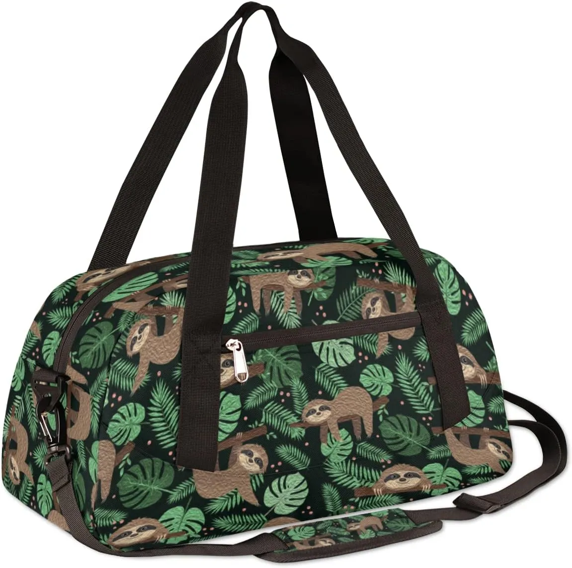Sloth Tropical Leaves Kids Duffel Bag for Girls Boys Teens, Sloth Oil Painting Dance Bag Overnight Small Duffel Bag Carry On Weekend Sports Gym Travel Bag for School Practice Gymnastics Ballet