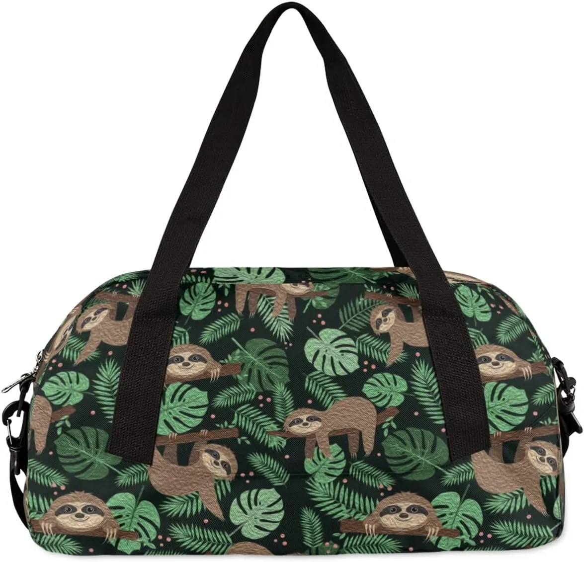 Sloth Tropical Leaves Kids Duffel Bag for Girls Boys Teens, Sloth Oil Painting Dance Bag Overnight Small Duffel Bag Carry On Weekend Sports Gym Travel Bag for School Practice Gymnastics Ballet