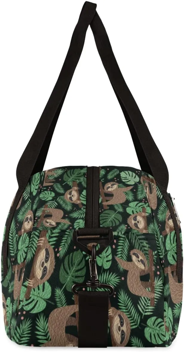 Sloth Tropical Leaves Kids Duffel Bag for Girls Boys Teens, Sloth Oil Painting Dance Bag Overnight Small Duffel Bag Carry On Weekend Sports Gym Travel Bag for School Practice Gymnastics Ballet