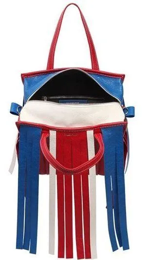 Small Bazar Leather Tote Bag W/Fringe