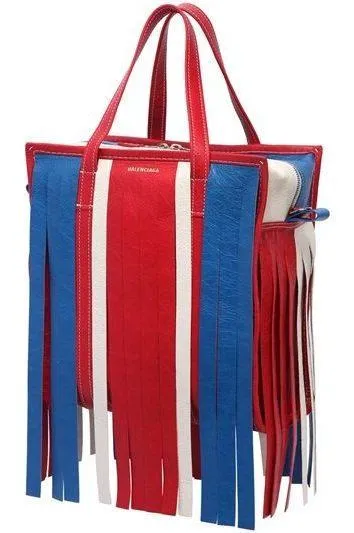 Small Bazar Leather Tote Bag W/Fringe