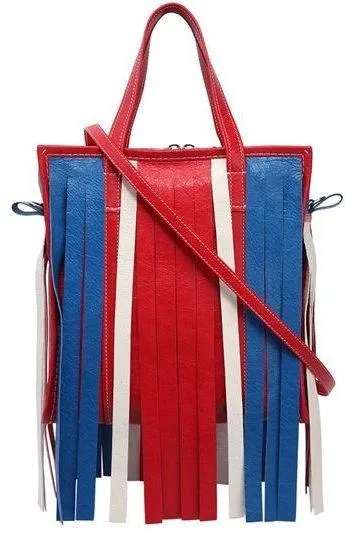 Small Bazar Leather Tote Bag W/Fringe